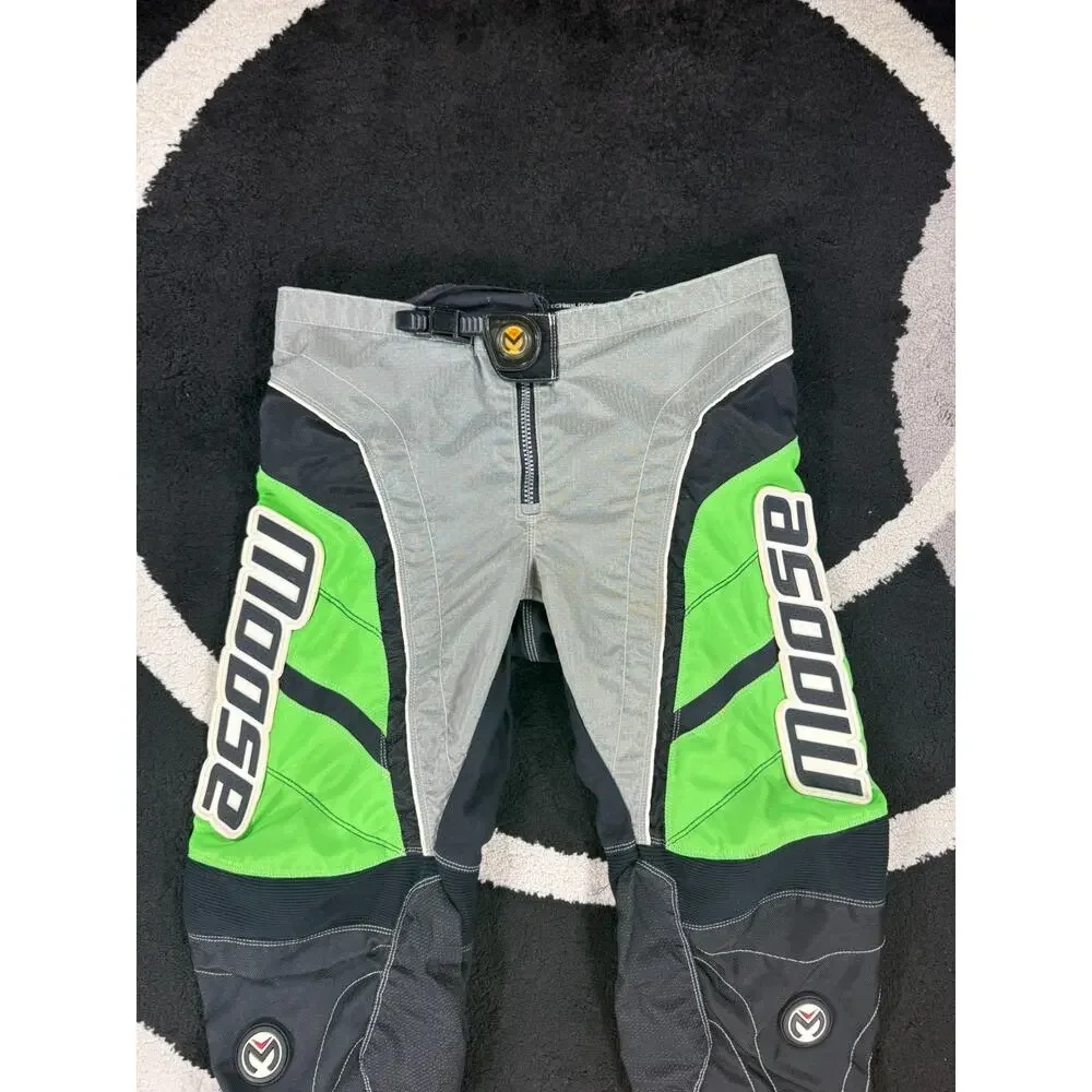 MOOSE Racing Pants Mens 36x28 Green Black M1 Motorcross Padded Riding Dirt Bike